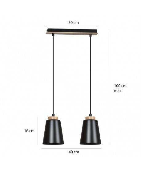 LAMPA WISZĄCA BOLERO 2 CZARNA EMIBIG