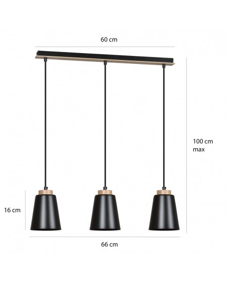 LAMPA WISZĄCA BOLERO 3 CZARNA EMIBIG