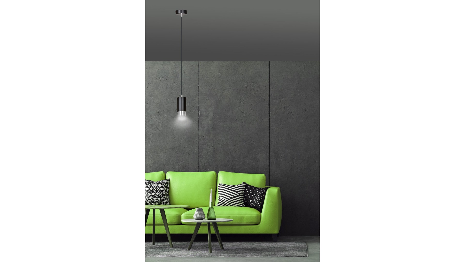 LAMPA WISZĄCA FUMIKO 1 CZARNA CHROM EMIBIG