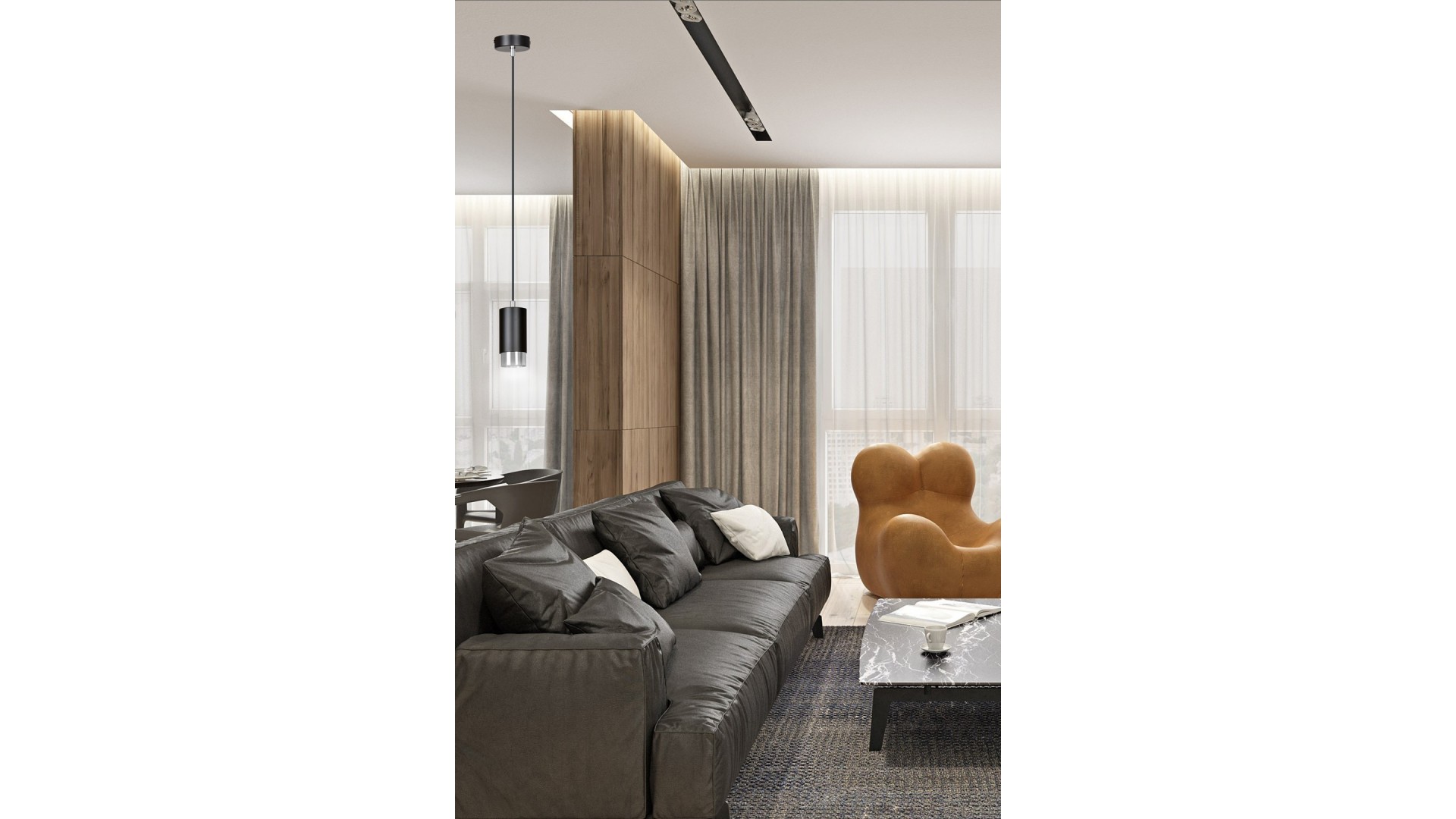 LAMPA WISZĄCA FUMIKO 1 CZARNA CHROM EMIBIG