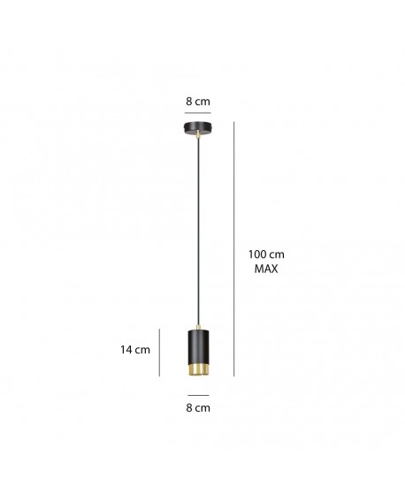 LAMPA WISZĄCA FUMIKO 1 CZARNA ZŁOTA EMIBIG