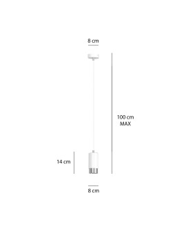 LAMPA WISZĄCA FUMIKO 1 BIAŁA CHROM EMIBIG