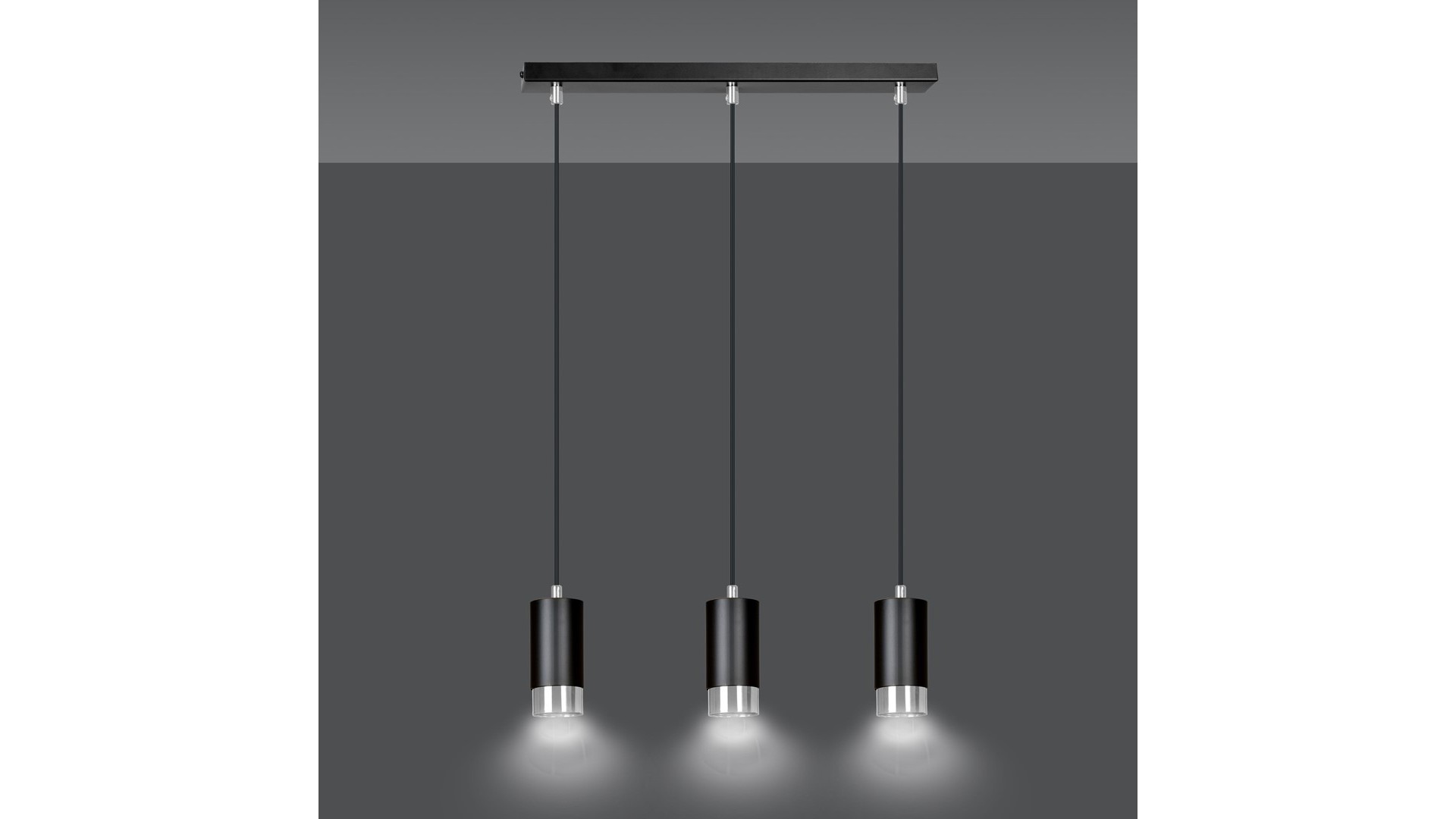 LAMPA WISZĄCA FUMIKO 3 CZARNA CHROM EMIBIG