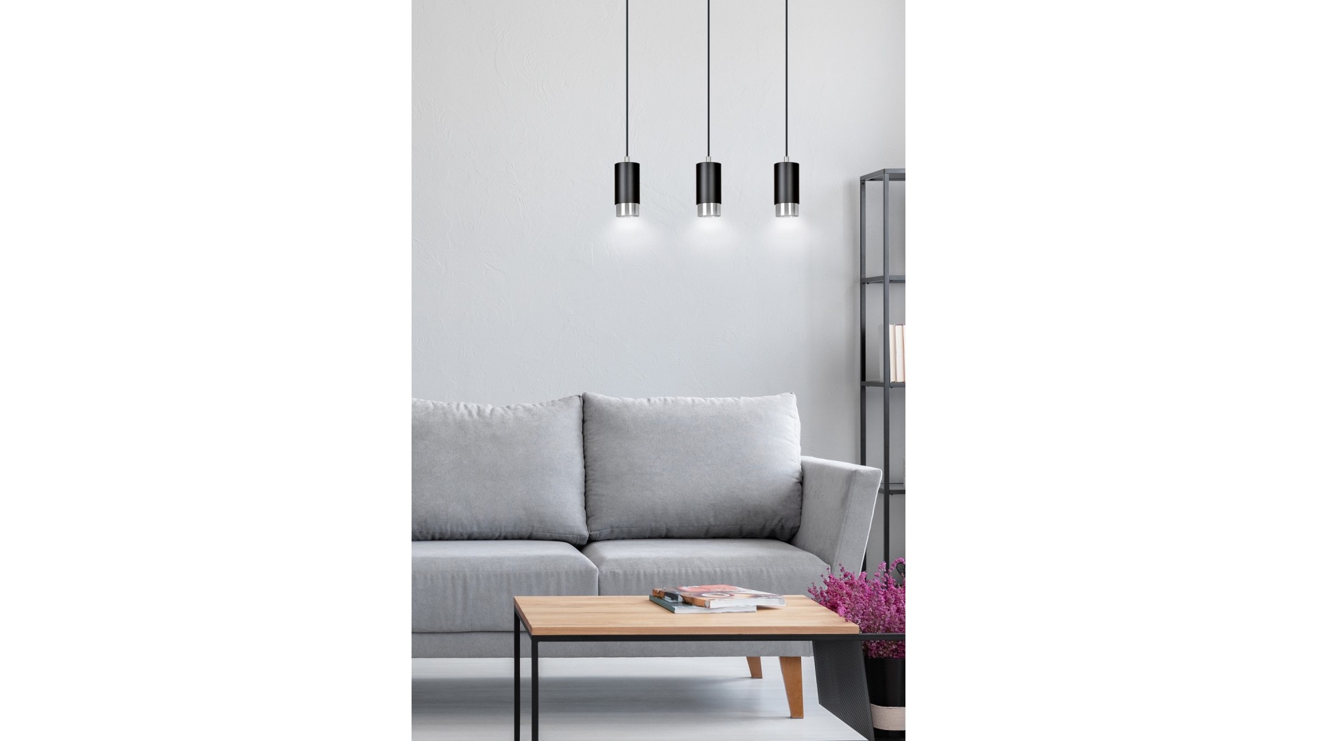 LAMPA WISZĄCA FUMIKO 3 CZARNA CHROM EMIBIG