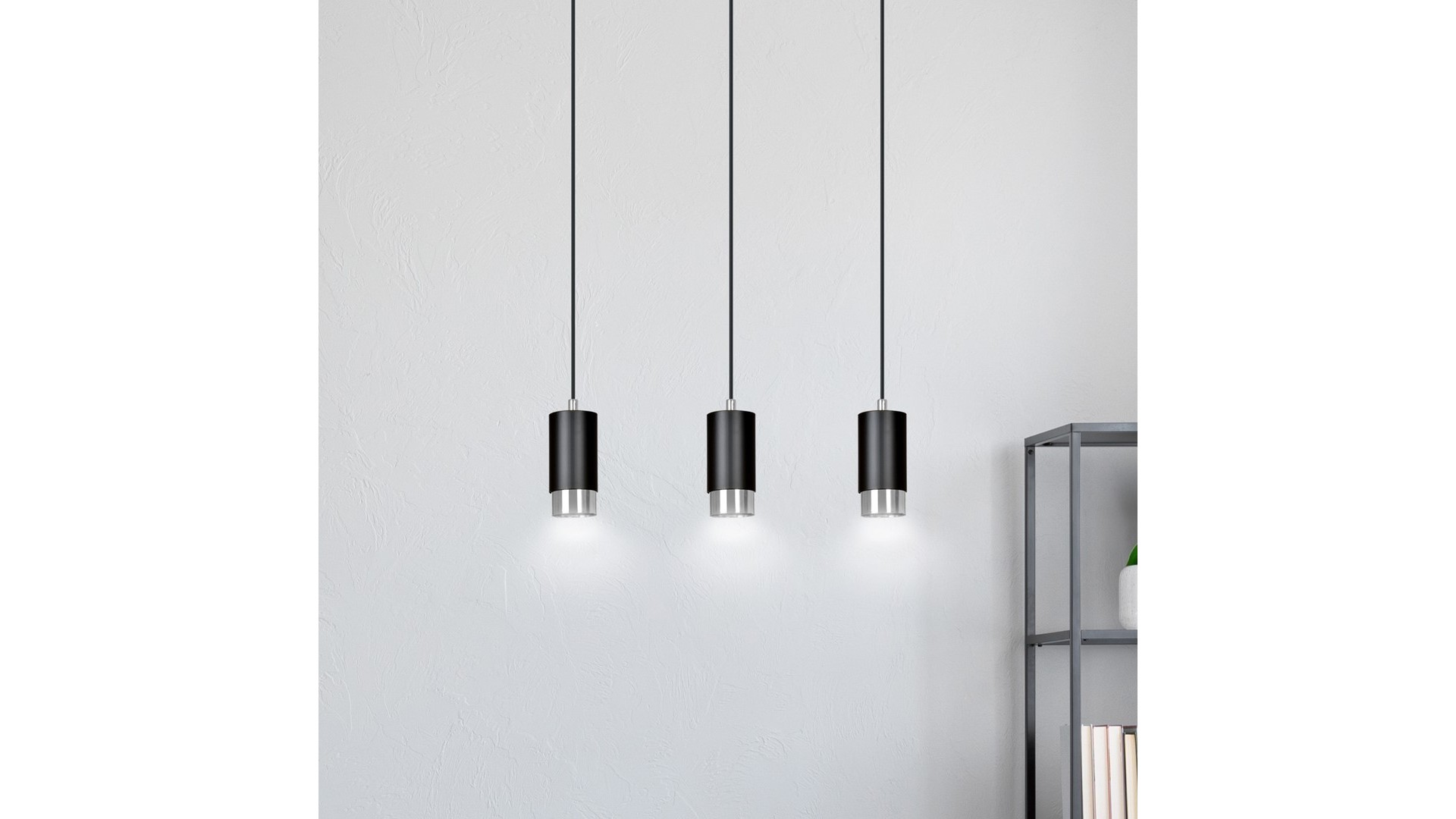 LAMPA WISZĄCA FUMIKO 3 CZARNA CHROM EMIBIG