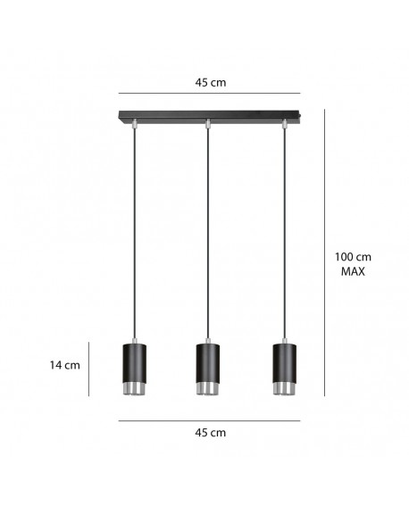 LAMPA WISZĄCA FUMIKO 3 CZARNA CHROM EMIBIG