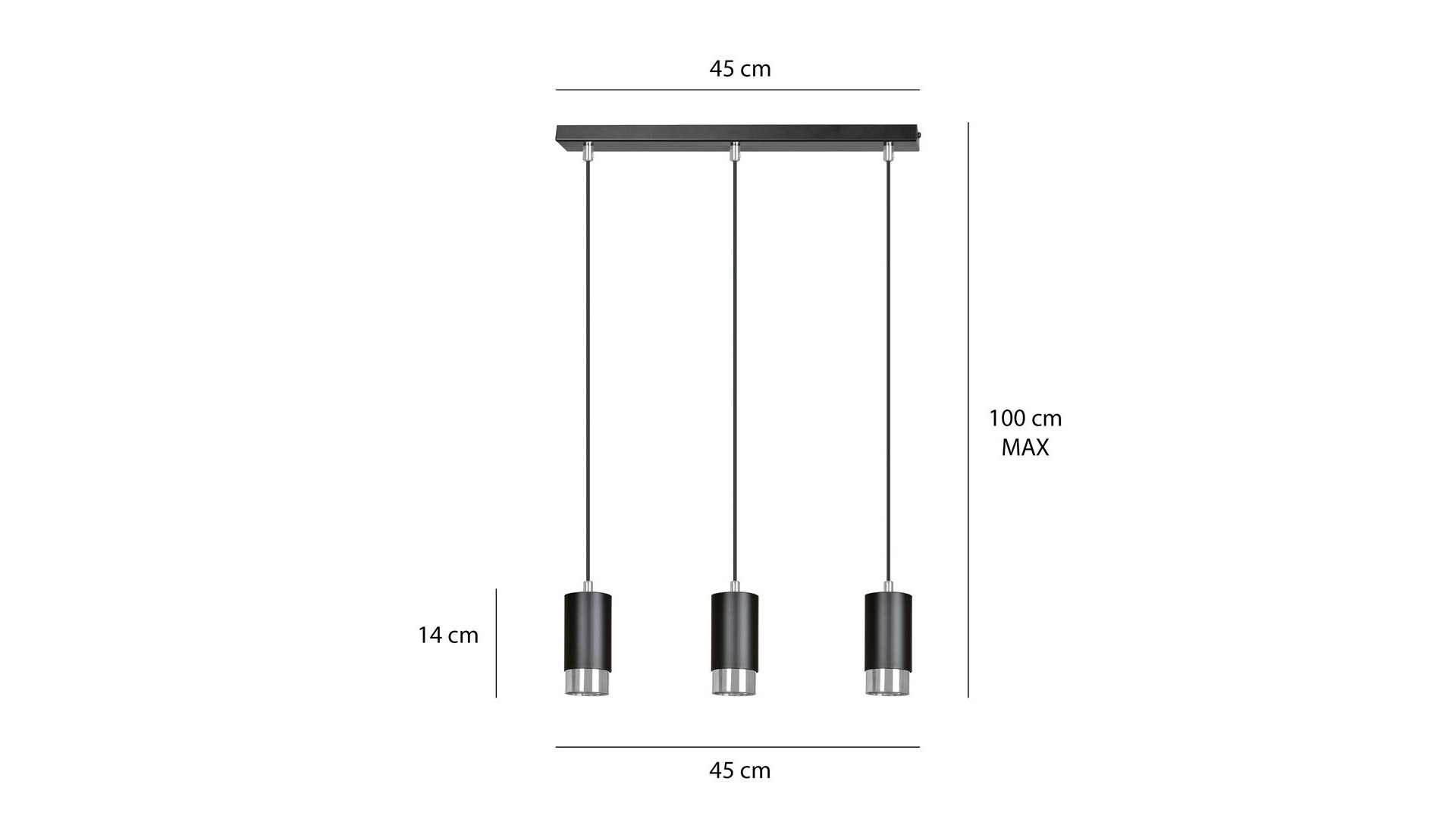 LAMPA WISZĄCA FUMIKO 3 CZARNA CHROM EMIBIG