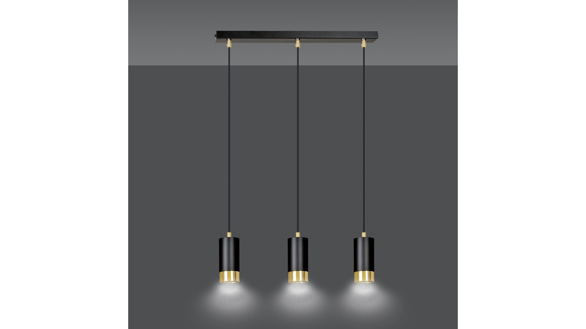 LAMPA WISZĄCA FUMIKO 3 CZARNA ZŁOTA EMIBIG