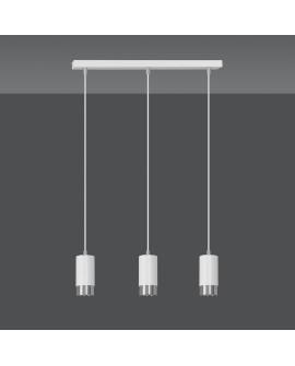 LAMPA WISZĄCA FUMIKO 3 BIAŁA CHROM EMIBIG