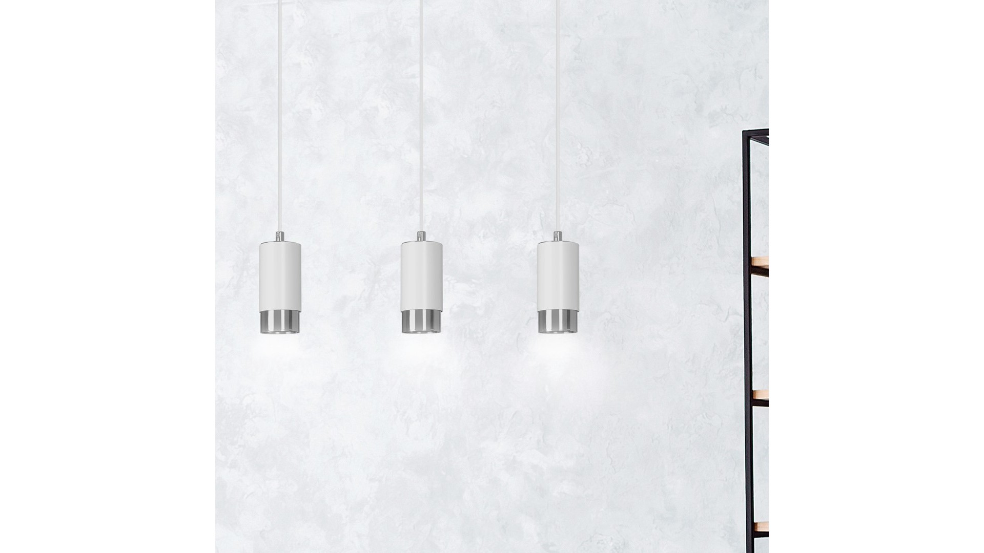 LAMPA WISZĄCA FUMIKO 3 BIAŁA CHROM EMIBIG