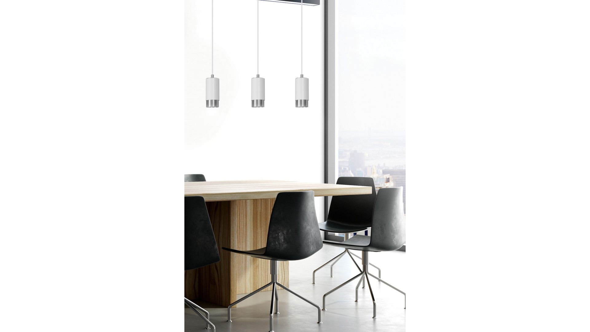 LAMPA WISZĄCA FUMIKO 3 BIAŁA CHROM EMIBIG