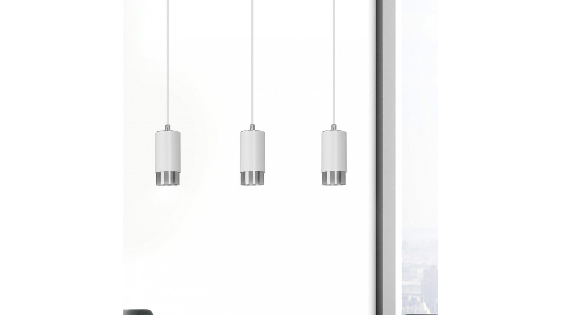 LAMPA WISZĄCA FUMIKO 3 BIAŁA CHROM EMIBIG