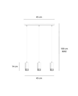 LAMPA WISZĄCA FUMIKO 3 BIAŁA CHROM EMIBIG