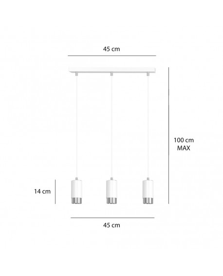 LAMPA WISZĄCA FUMIKO 3 BIAŁA CHROM EMIBIG