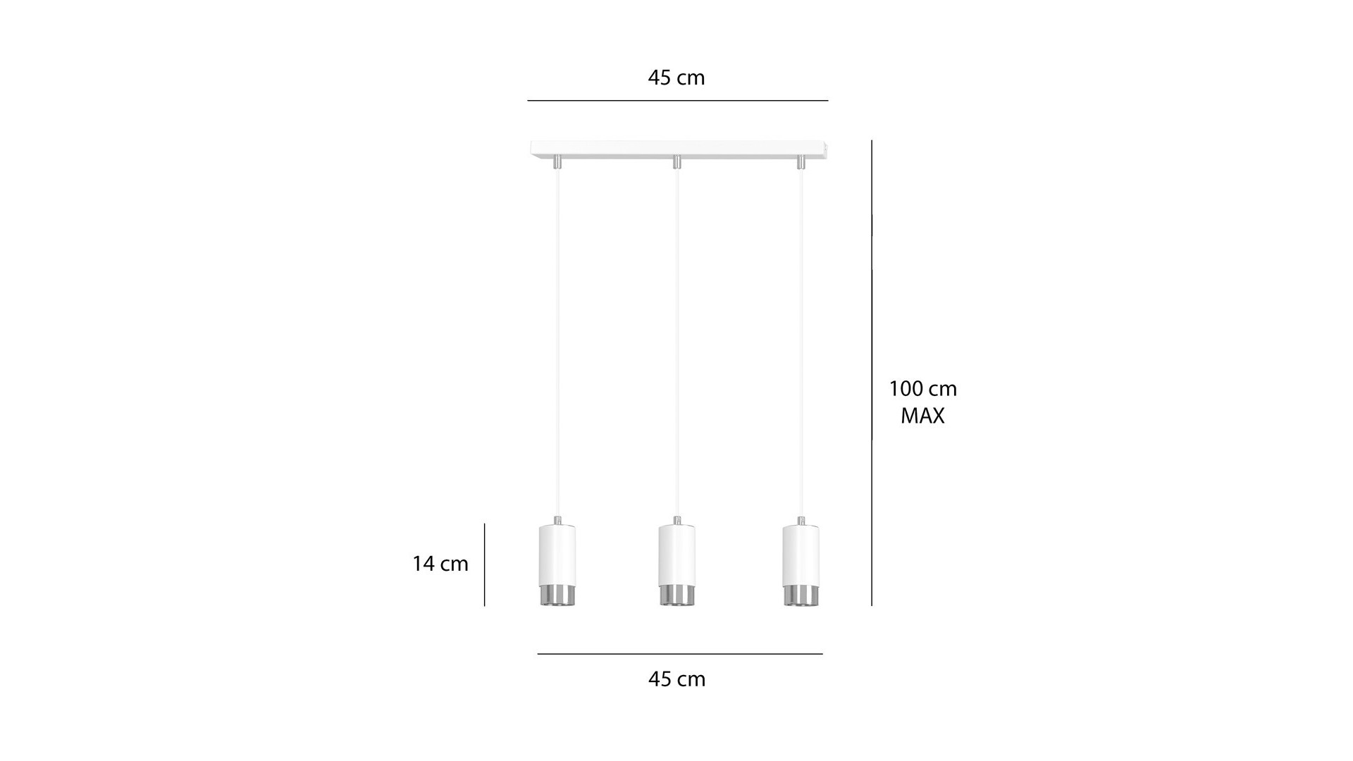 LAMPA WISZĄCA FUMIKO 3 BIAŁA CHROM EMIBIG
