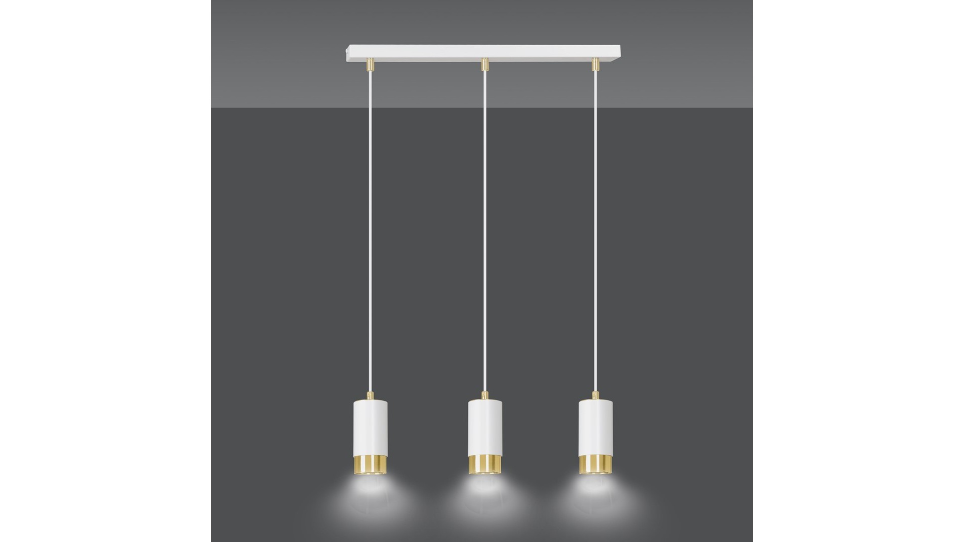 LAMPA WISZĄCA FUMIKO 3 BIAŁA ZŁOTA EMIBIG