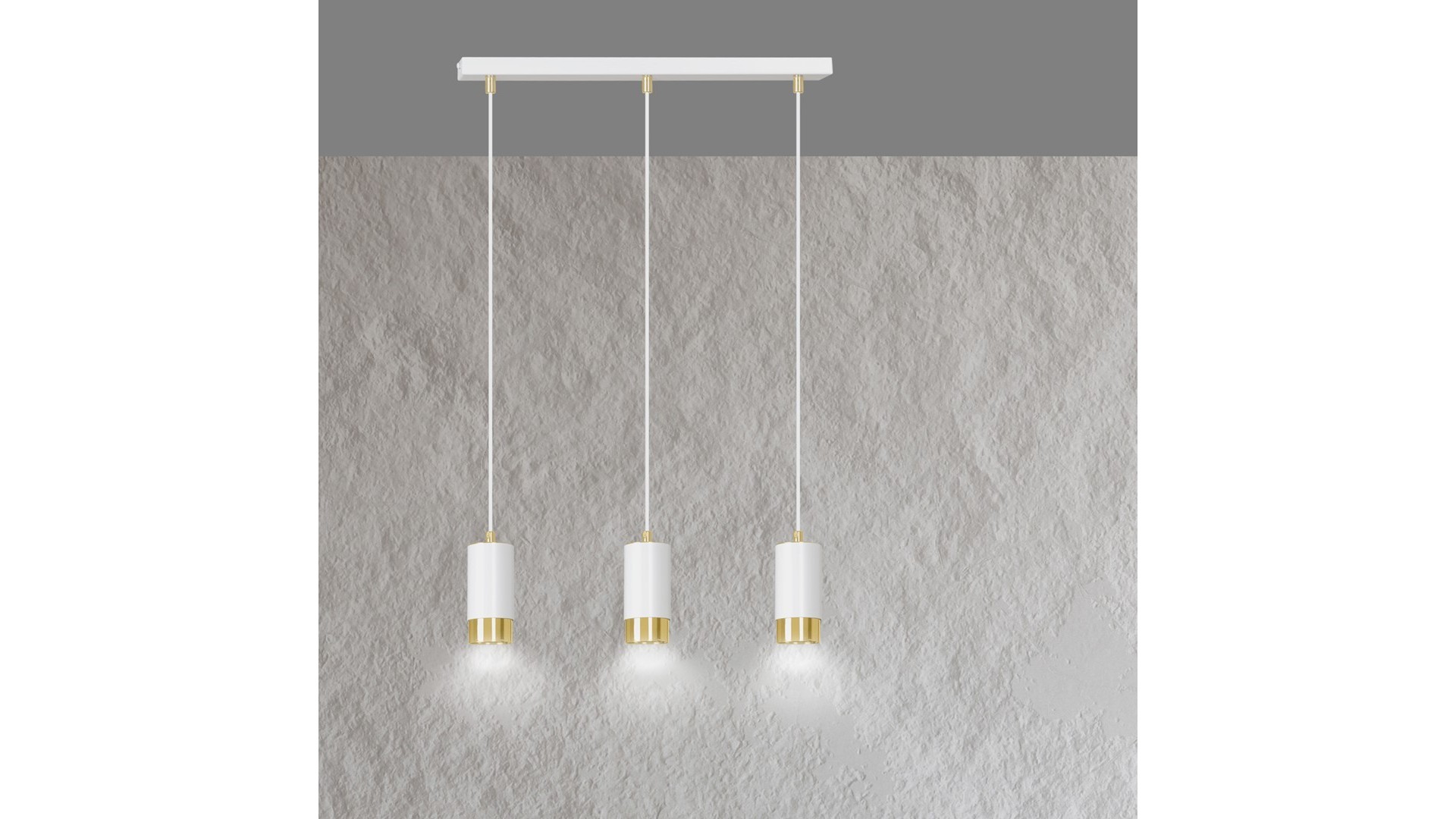 LAMPA WISZĄCA FUMIKO 3 BIAŁA ZŁOTA EMIBIG