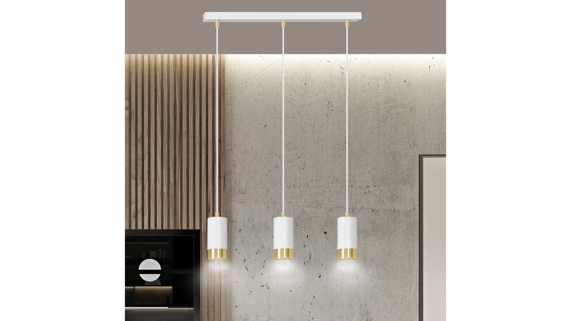 LAMPA WISZĄCA FUMIKO 3 BIAŁA ZŁOTA EMIBIG