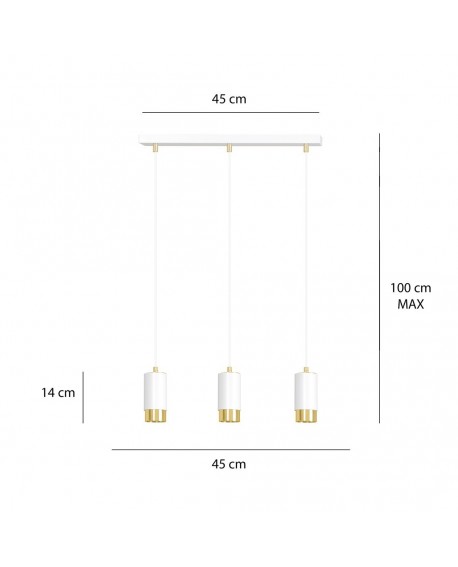 LAMPA WISZĄCA FUMIKO 3 BIAŁA ZŁOTA EMIBIG