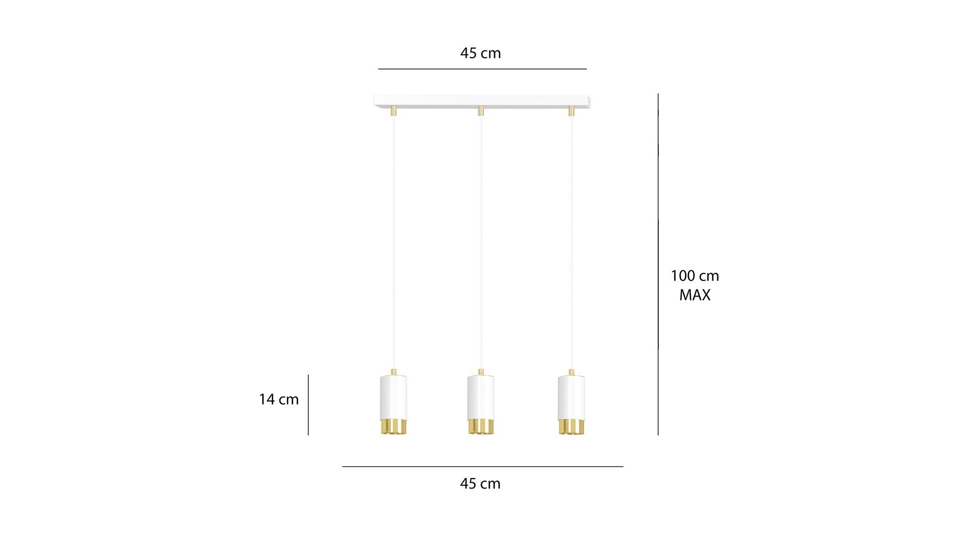 LAMPA WISZĄCA FUMIKO 3 BIAŁA ZŁOTA EMIBIG