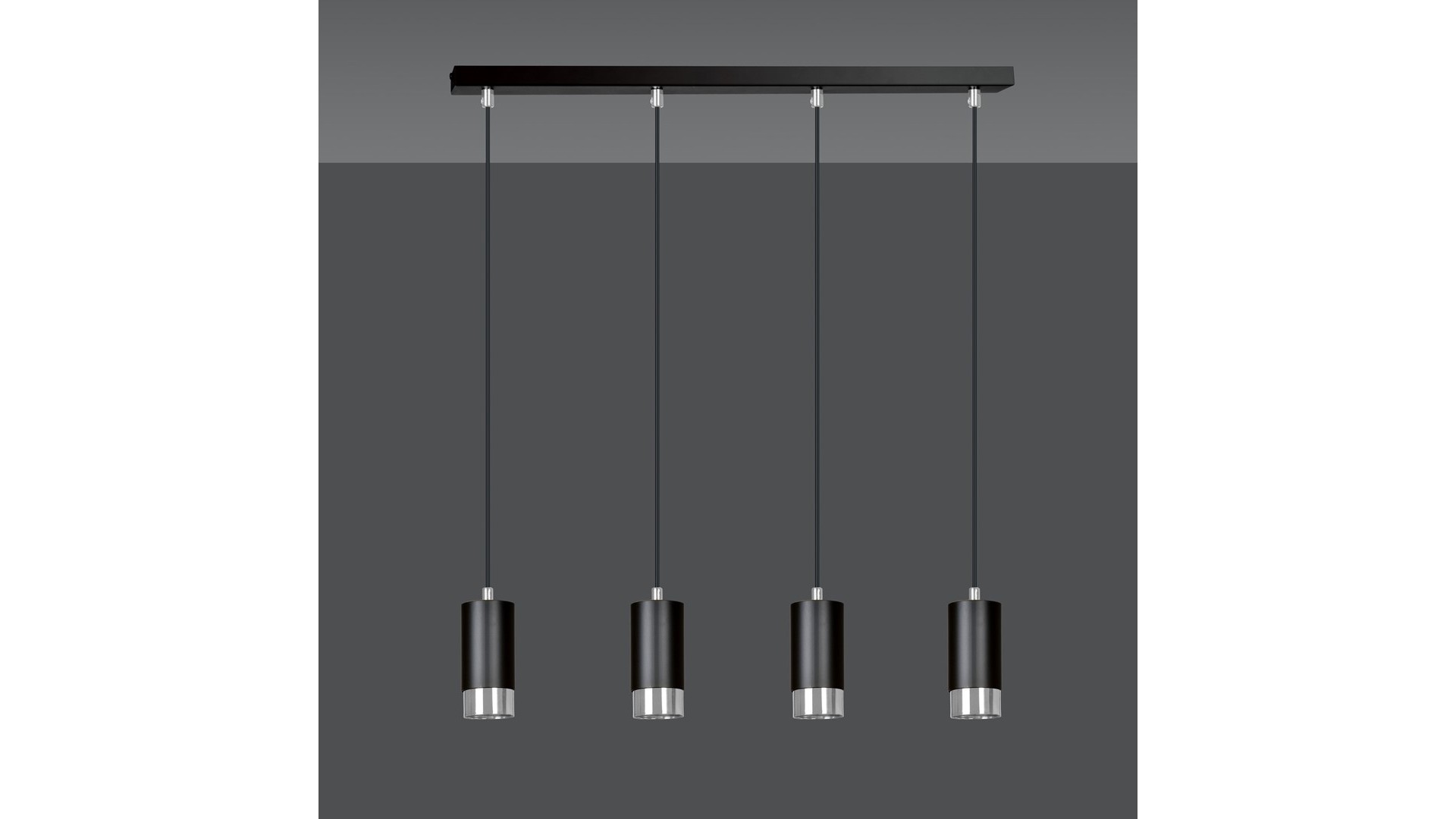 LAMPA WISZĄCA FUMIKO 4 CZARNA CHROM EMIBIG