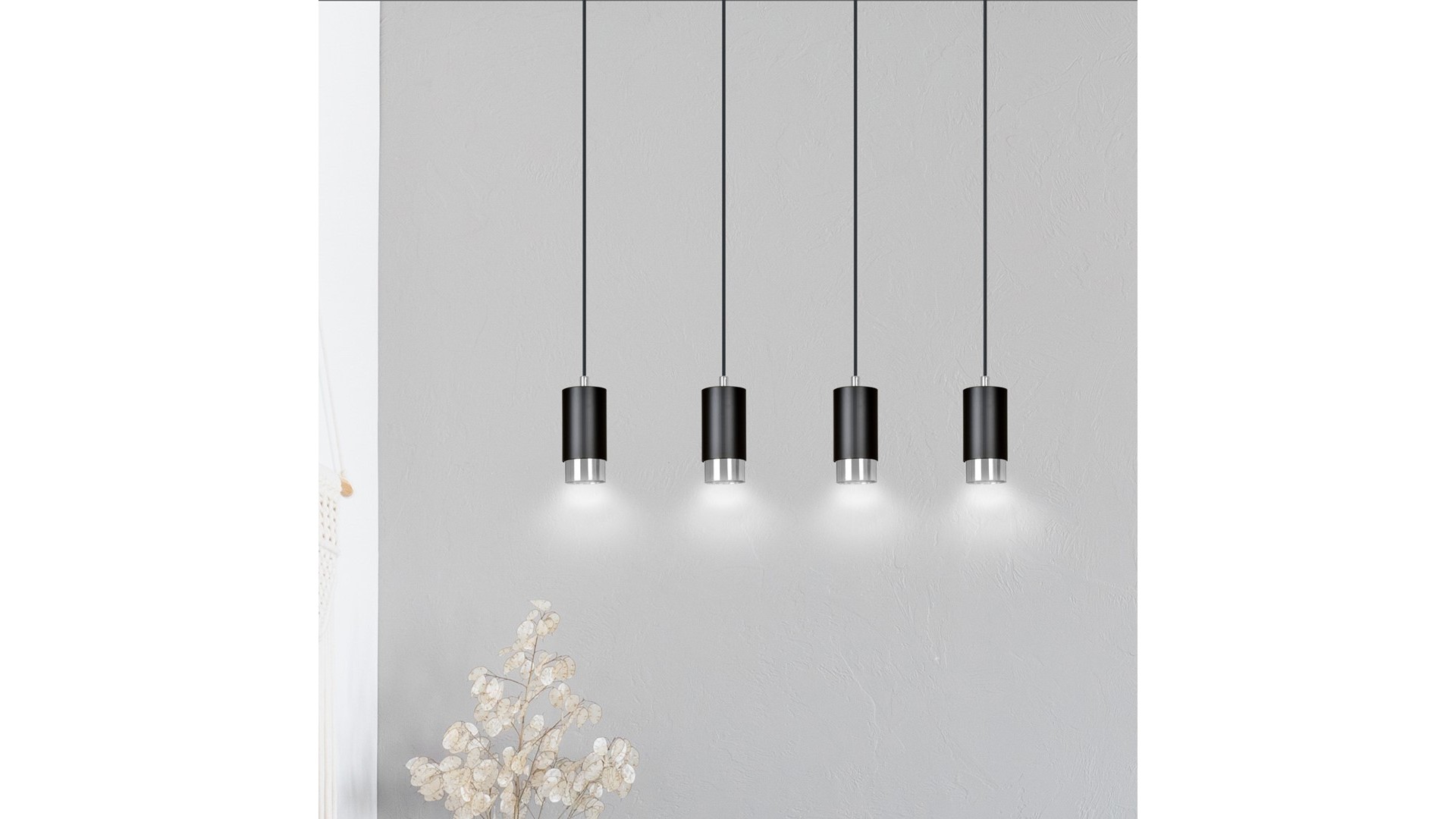 LAMPA WISZĄCA FUMIKO 4 CZARNA CHROM EMIBIG