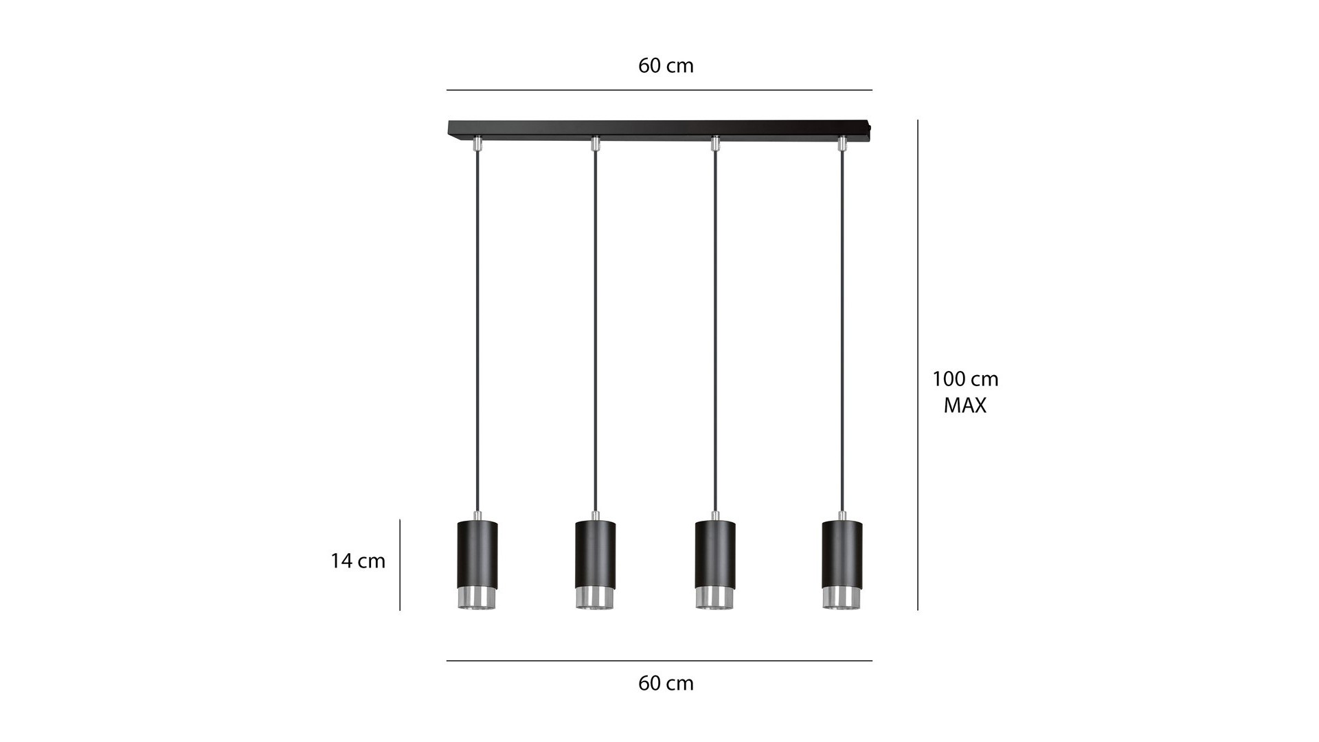 LAMPA WISZĄCA FUMIKO 4 CZARNA CHROM EMIBIG