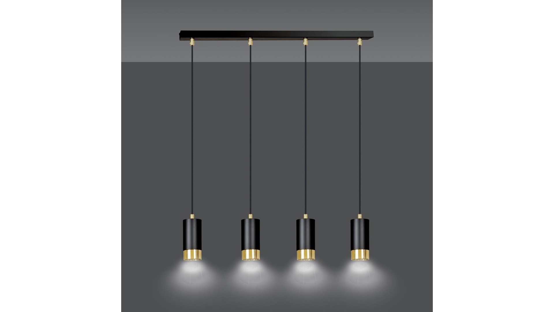 LAMPA WISZĄCA FUMIKO 4 CZARNA ZŁOTA EMIBIG