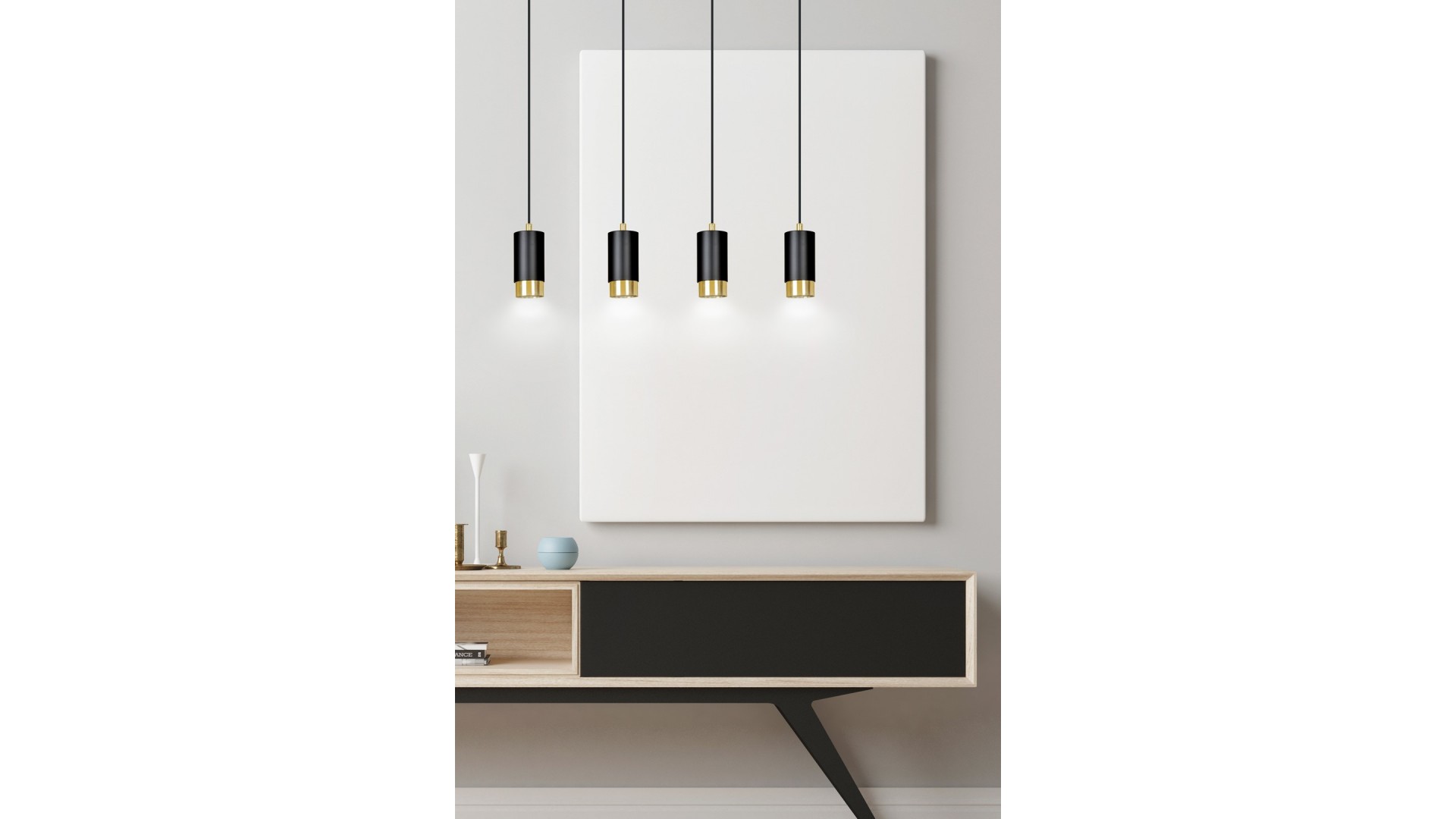 LAMPA WISZĄCA FUMIKO 4 CZARNA ZŁOTA EMIBIG