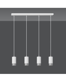 LAMPA WISZĄCA FUMIKO 4 BIAŁA CHROM EMIBIG