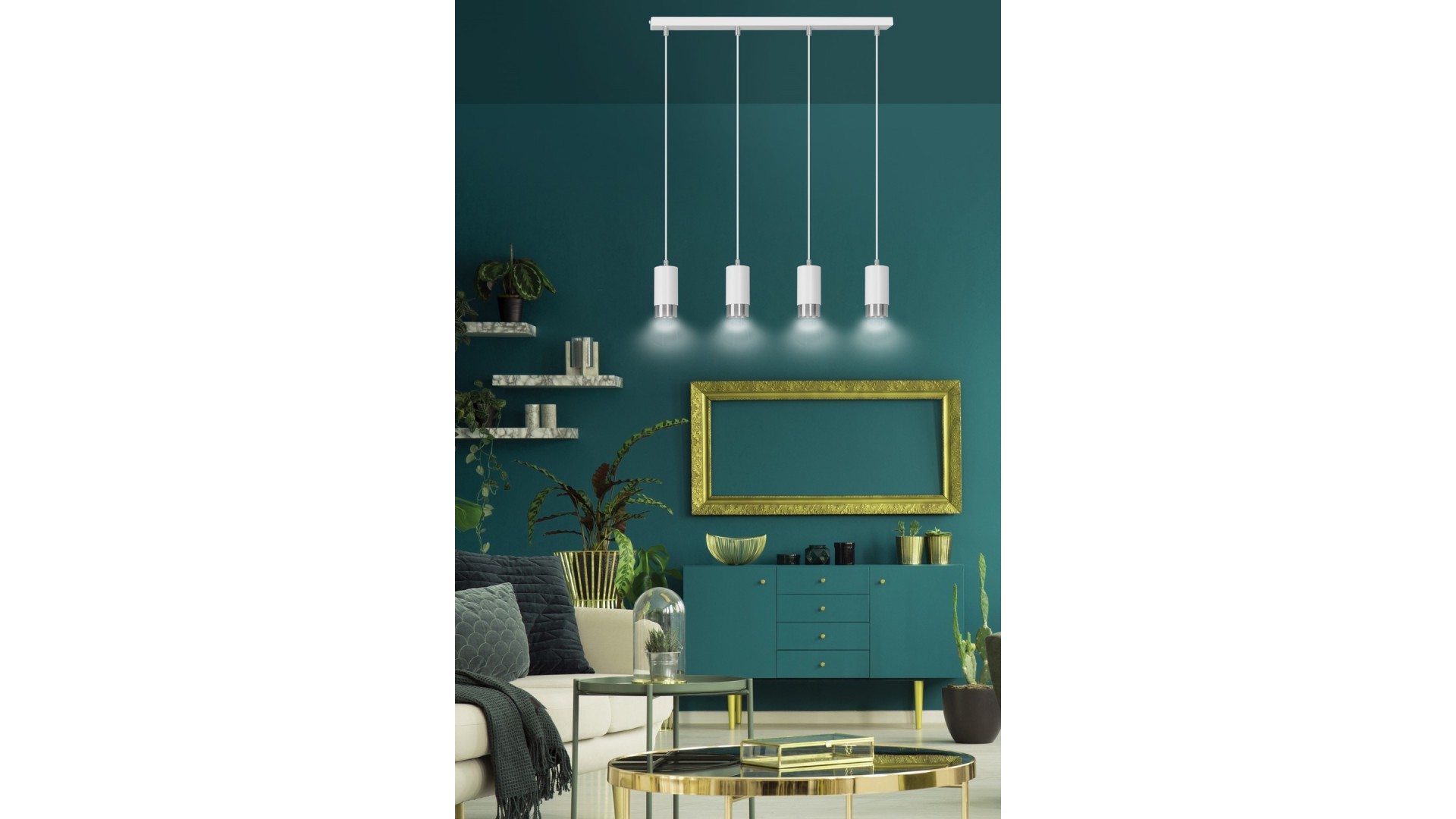LAMPA WISZĄCA FUMIKO 4 BIAŁA CHROM EMIBIG