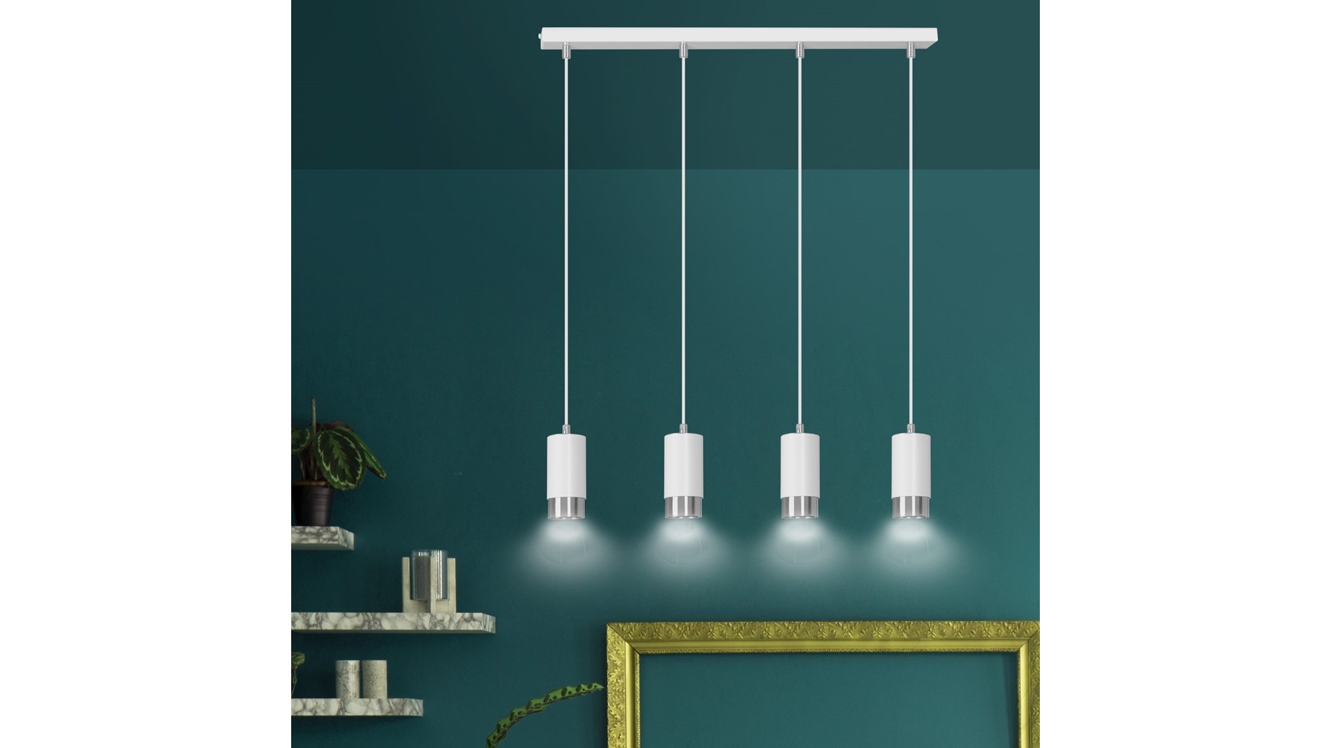 LAMPA WISZĄCA FUMIKO 4 BIAŁA CHROM EMIBIG