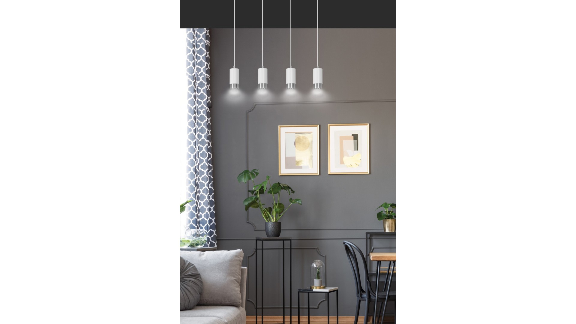 LAMPA WISZĄCA FUMIKO 4 BIAŁA CHROM EMIBIG