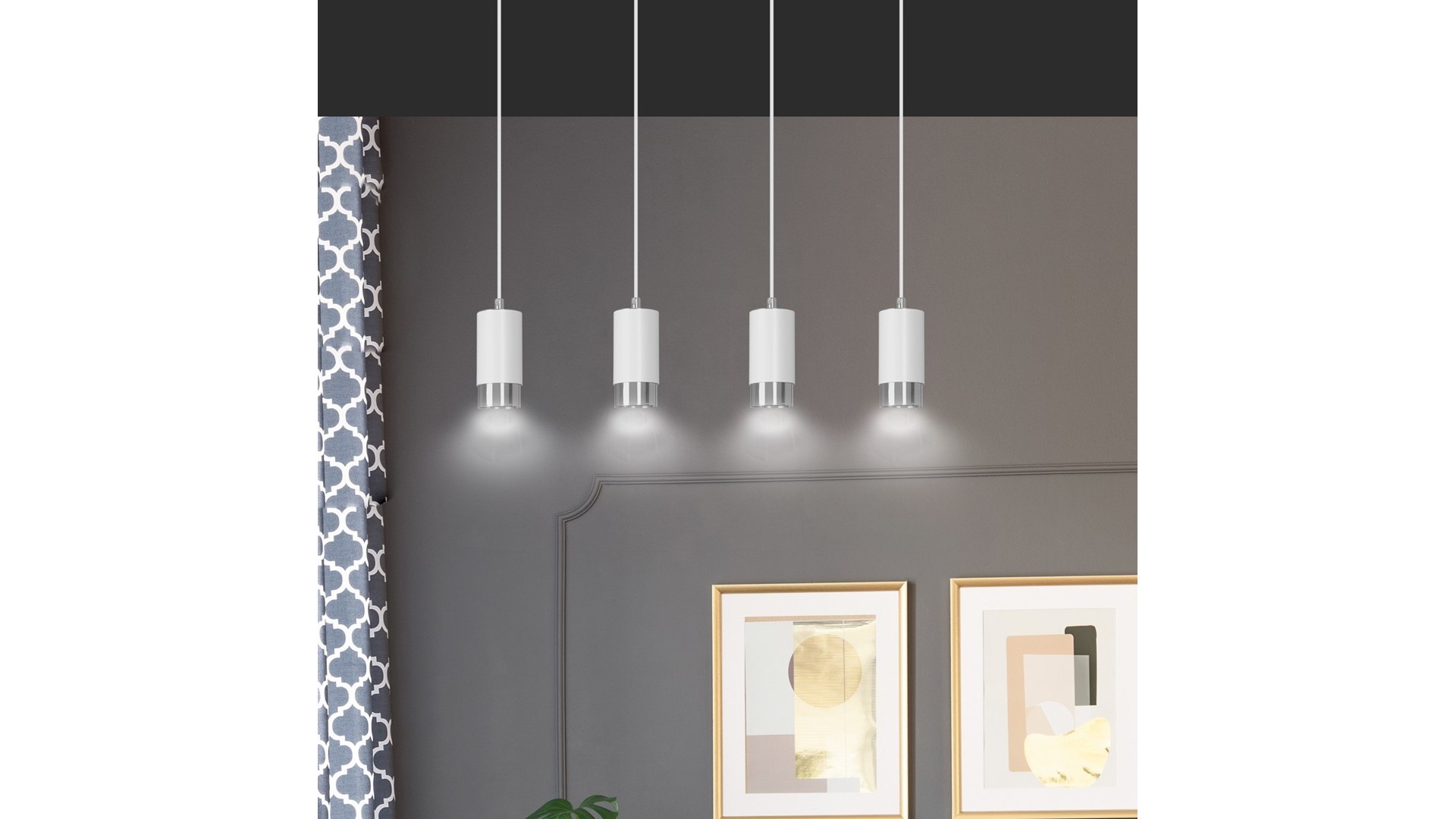 LAMPA WISZĄCA FUMIKO 4 BIAŁA CHROM EMIBIG