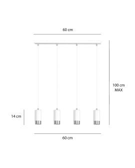 LAMPA WISZĄCA FUMIKO 4 BIAŁA CHROM EMIBIG