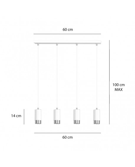 LAMPA WISZĄCA FUMIKO 4 BIAŁA CHROM EMIBIG