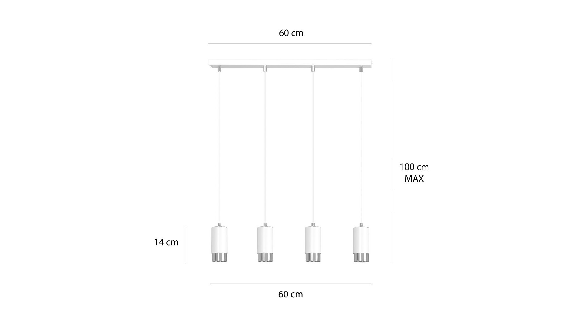 LAMPA WISZĄCA FUMIKO 4 BIAŁA CHROM EMIBIG