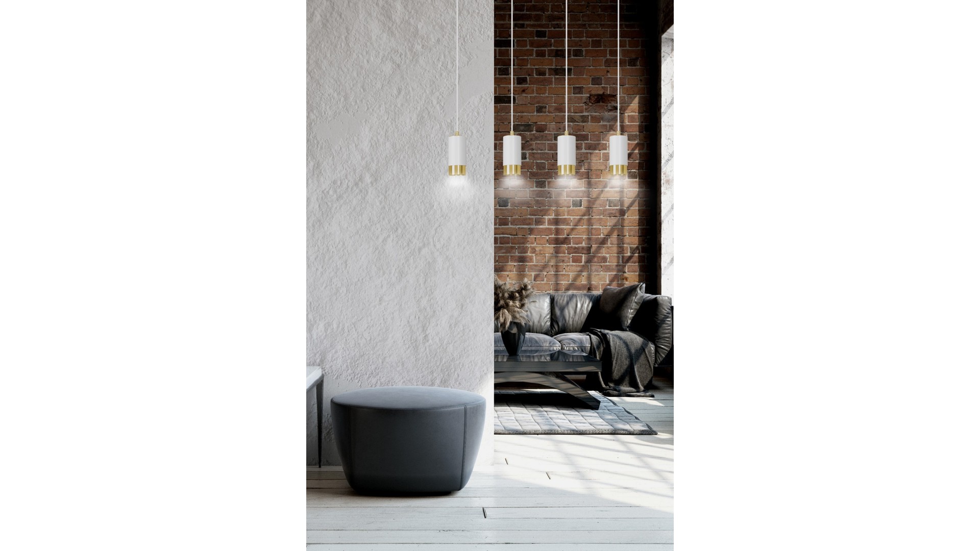 LAMPA WISZĄCA FUMIKO 4 BIAŁA ZŁOTA EMIBIG