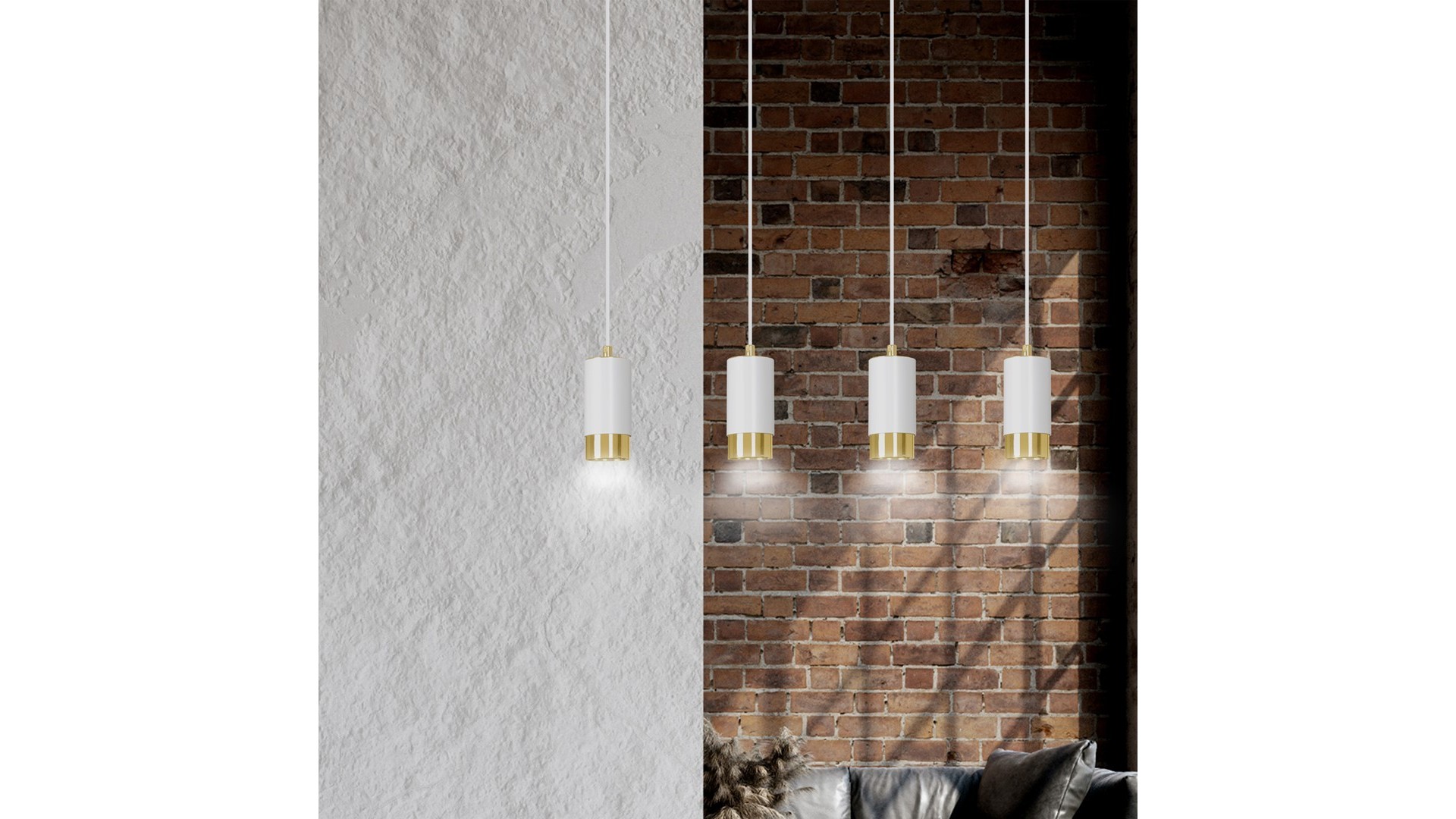 LAMPA WISZĄCA FUMIKO 4 BIAŁA ZŁOTA EMIBIG