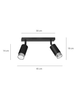 LAMPA SUFITOWA HIRO 2-PUNKTOWA CZARNA/CHROMOWANA EMIBIG