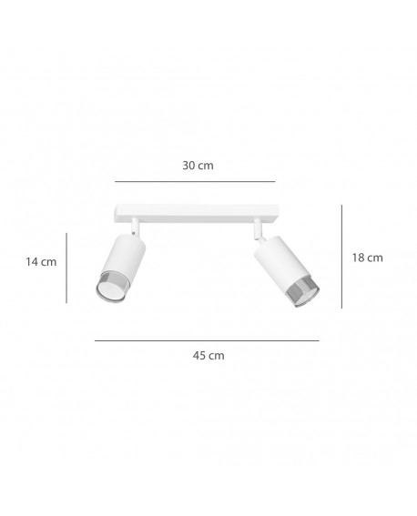 LAMPA SUFITOWA HIRO 2-PUNKTOWA BIAŁA/CHROMOWANA EMIBIG