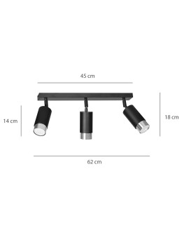 LAMPA SUFITOWA HIRO 3-PUNKTOWA CZARNA/CHROMOWANA EMIBIG