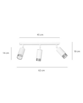 LAMPA SUFITOWA HIRO 3-PUNKTOWA BIAŁA/CHROMOWANA EMIBIG