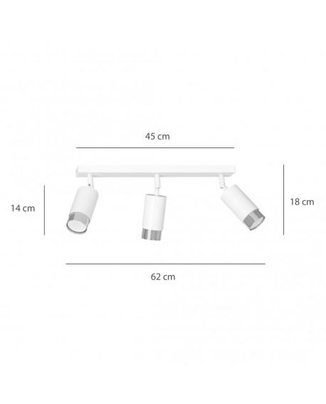 LAMPA SUFITOWA HIRO 3-PUNKTOWA BIAŁA/CHROMOWANA EMIBIG