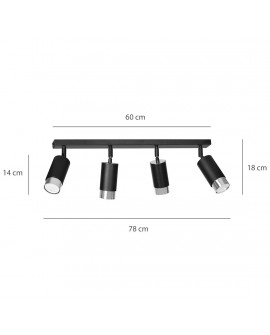 LAMPA SUFITOWA HIRO 4-PUNKTOWA CZARNA/CHROMOWANA EMIBIG