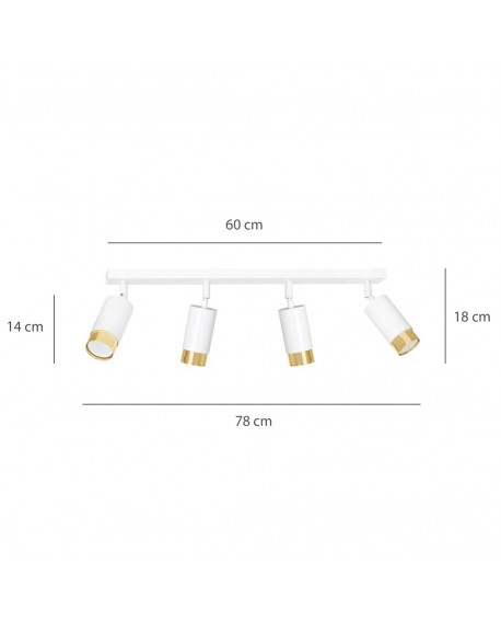 LAMPA SUFITOWA HIRO 4-PUNKTOWA BIAŁA/ZŁOTA EMIBIG