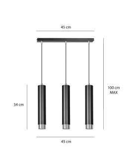 LAMPA WISZĄCA KIBO 3 CZARNA CHROM EMIBIG