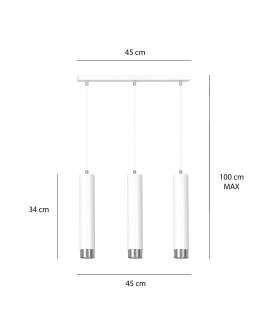 LAMPA WISZĄCA KIBO 3 BIAŁA CHROM EMIBIG