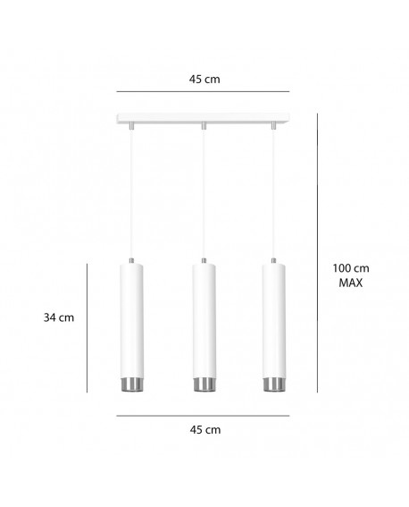 LAMPA WISZĄCA KIBO 3 BIAŁA CHROM EMIBIG