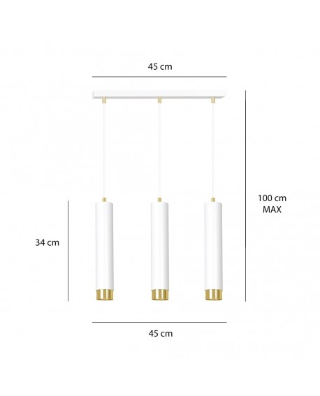 LAMPA WISZĄCA KIBO 3 BIAŁA ZŁOTA EMIBIG